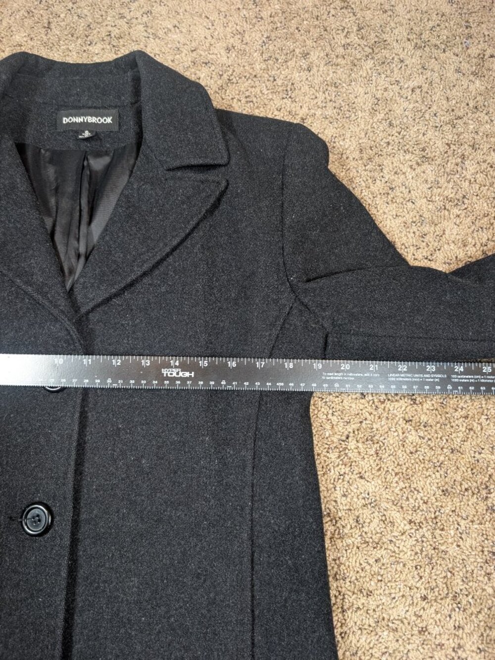 Donnybrook 100% Wool Charcoal Gray Long Tailored Coat Size 6 - Picture 4 of 6